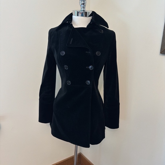 Theory Jackets & Blazers - Vintage Theory Black Velvet Pea Coat XS-S
